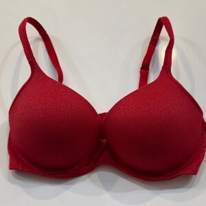 Modern Movement Shimmery Red Push Up Women's Bra. Size 34C